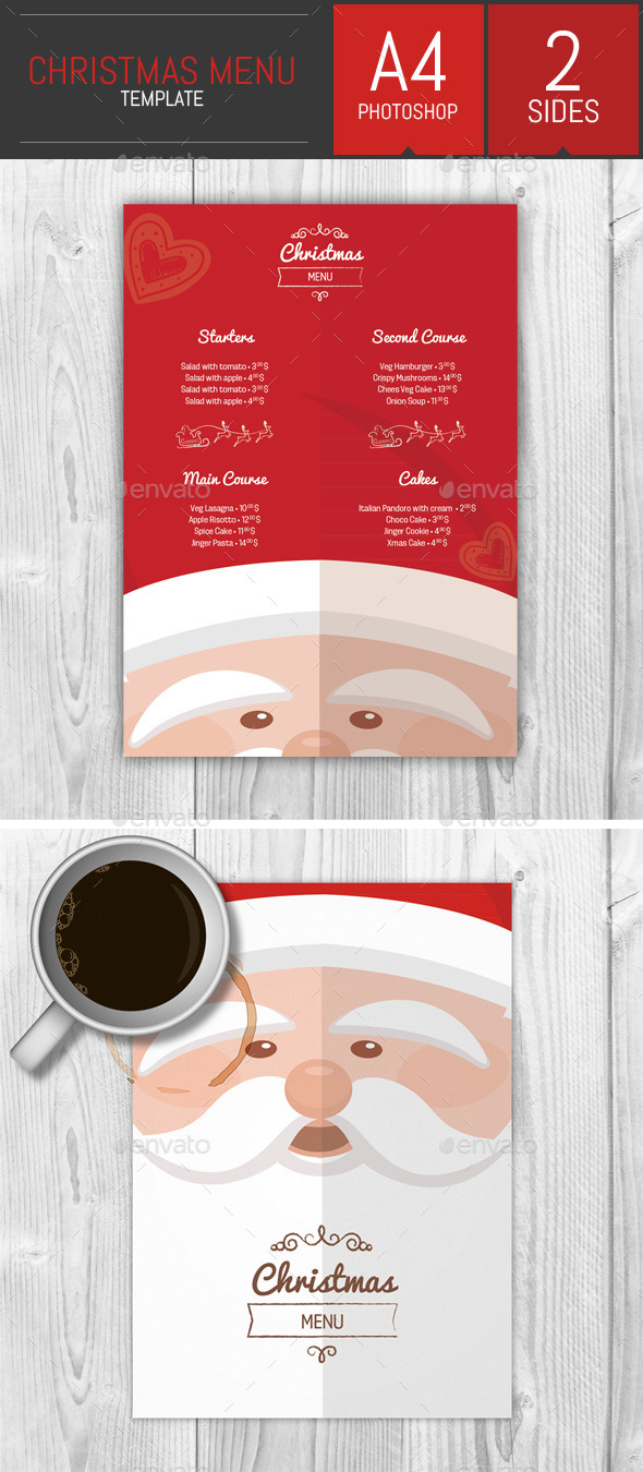 A4 Christmas Menu Template - Food Menus Print Templates