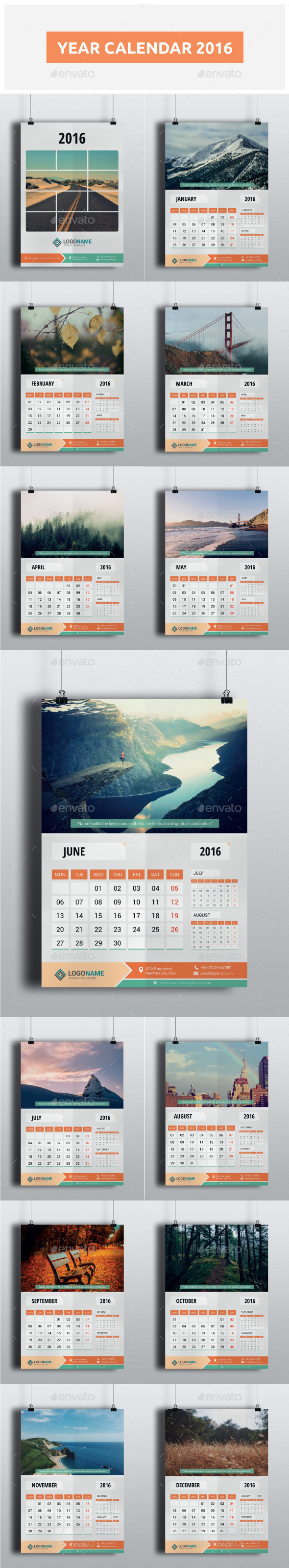 Year Calendar 2016 - Calendars Stationery
