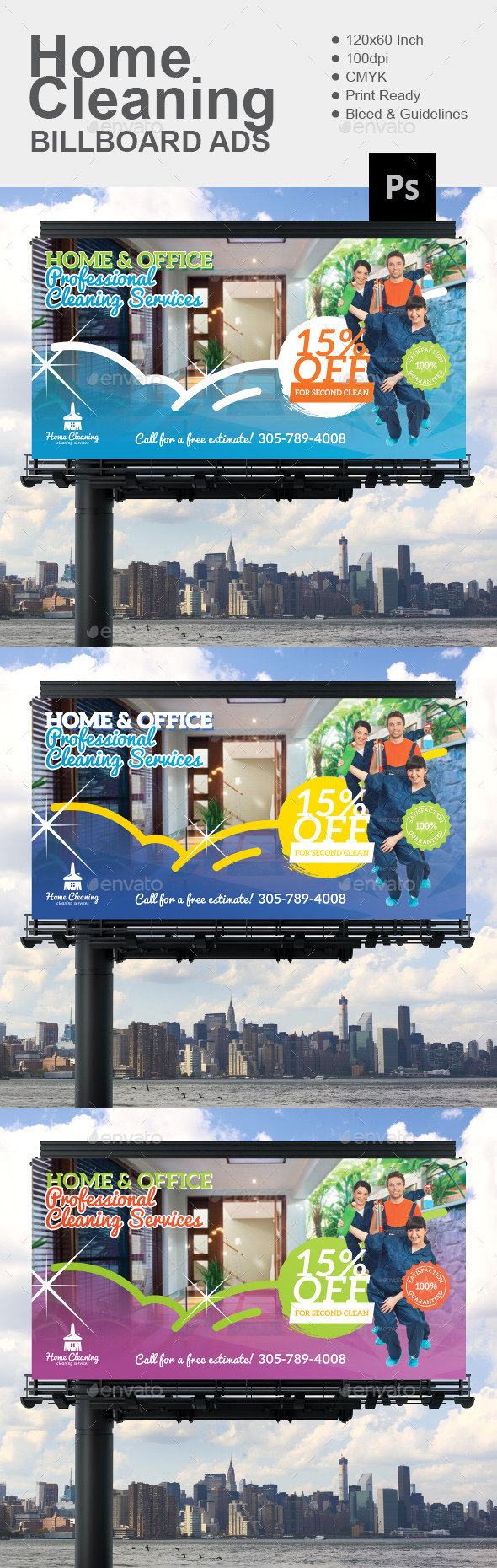 Home Cleaning Billboard - Signage Print Templates
