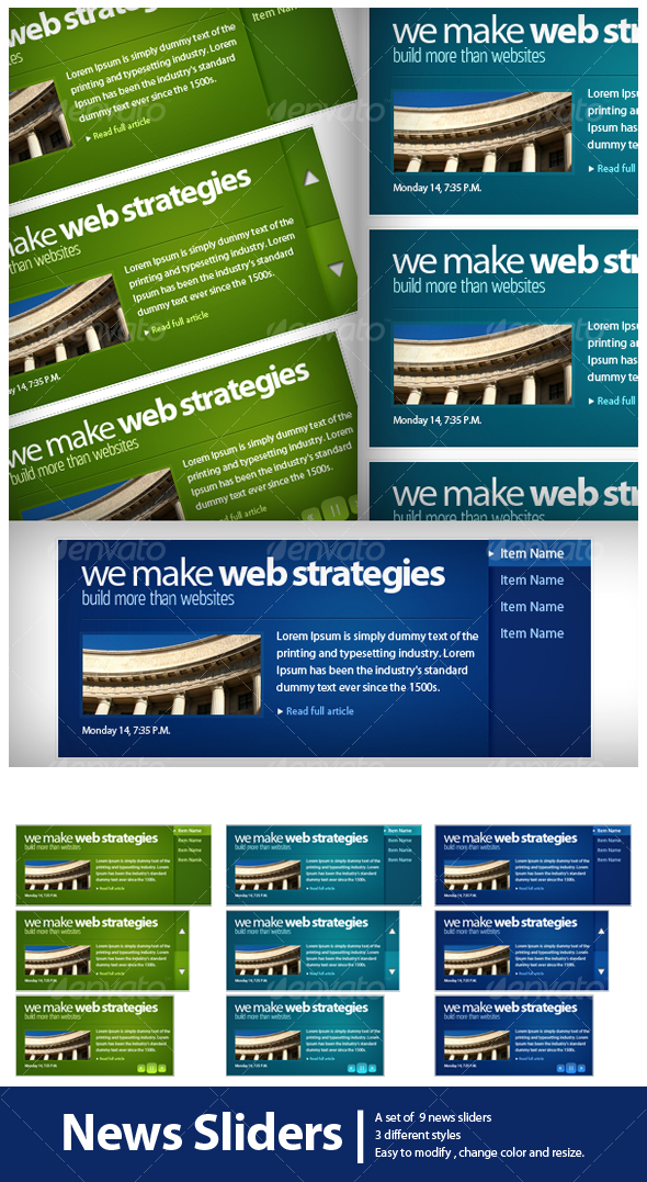 News Sliders Set. 1 - Web Elements