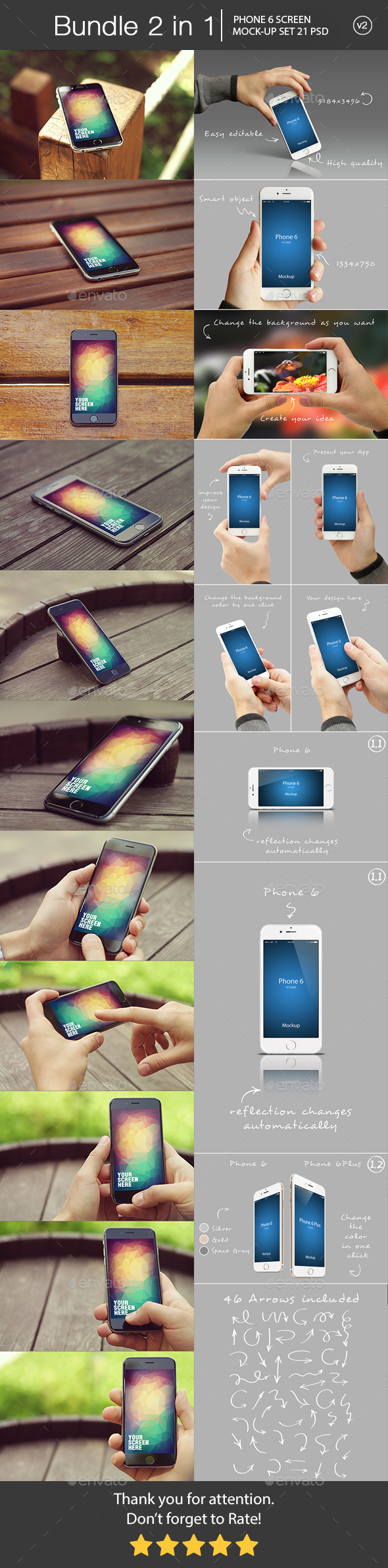iPhone 6 Mockup Bundle 2 in 1 v2 - Mobile Displays