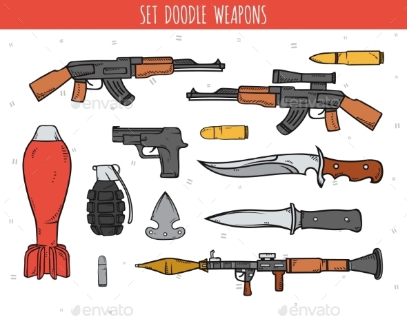 Weapon Doodles - Tattoos Vectors