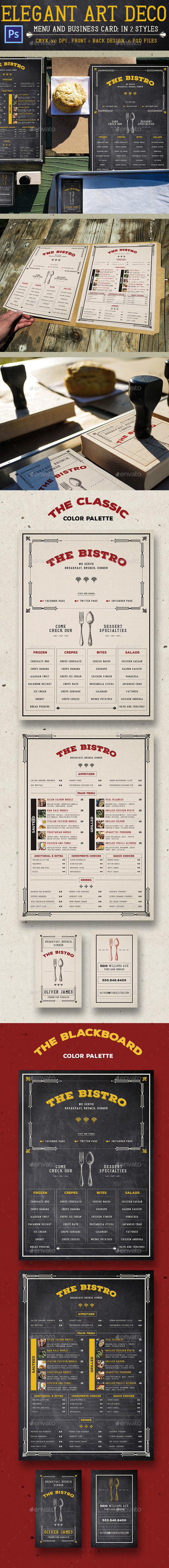 Elegant Art Deco Menu - Food Menus Print Templates