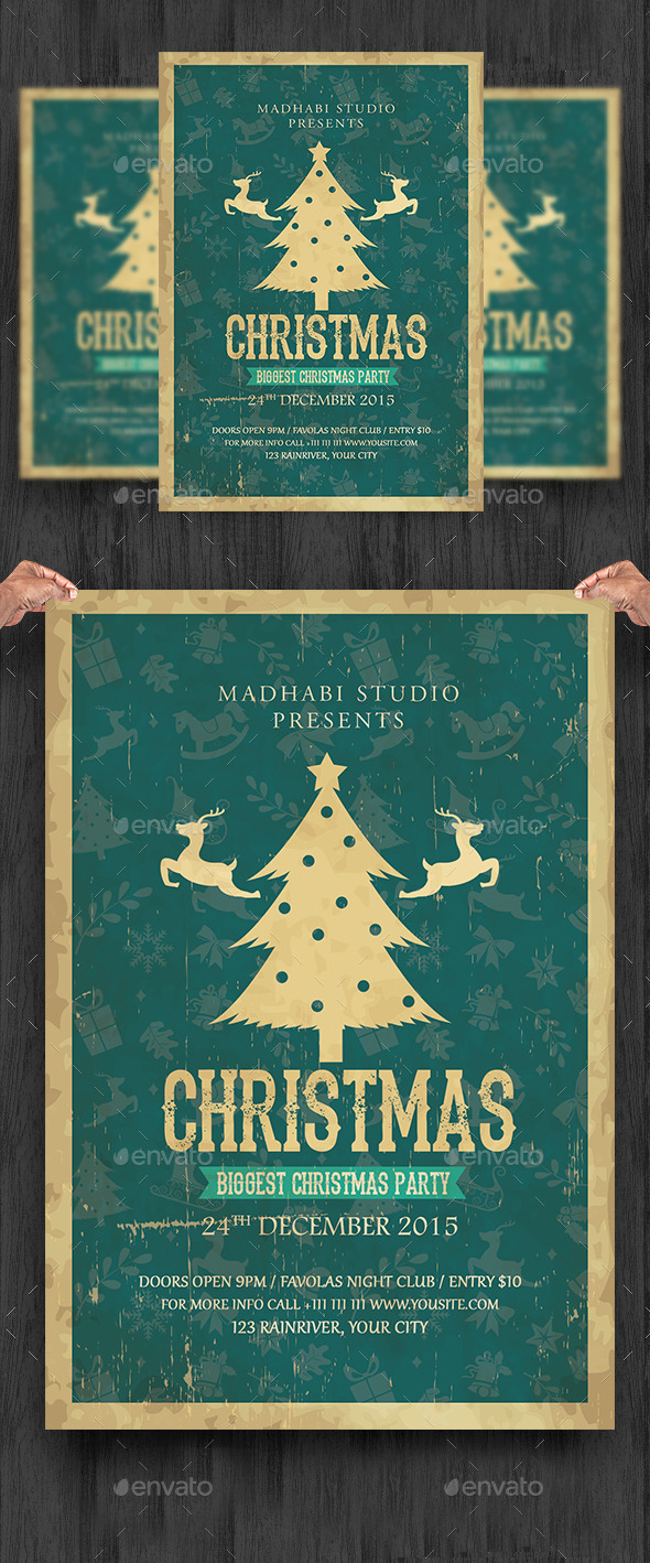 Vintage Christmas Flyer Template - Clubs & Parties Events