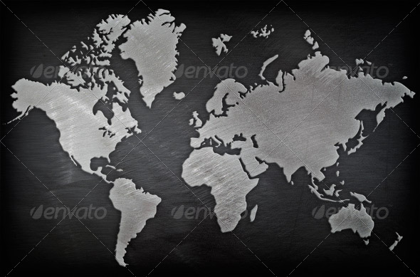 Brushed Metal World Map - Backgrounds Graphics