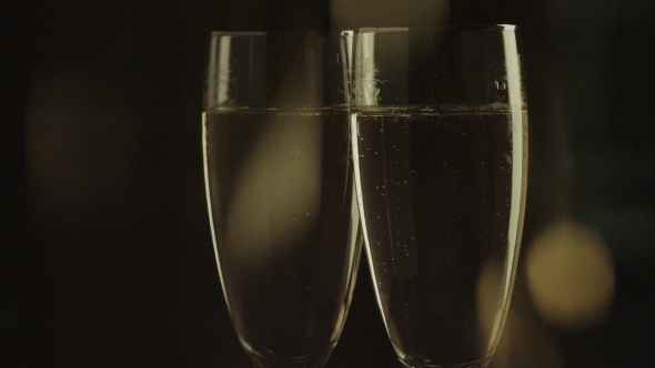 Pair Of Flutes Of Champagne With Bubbles