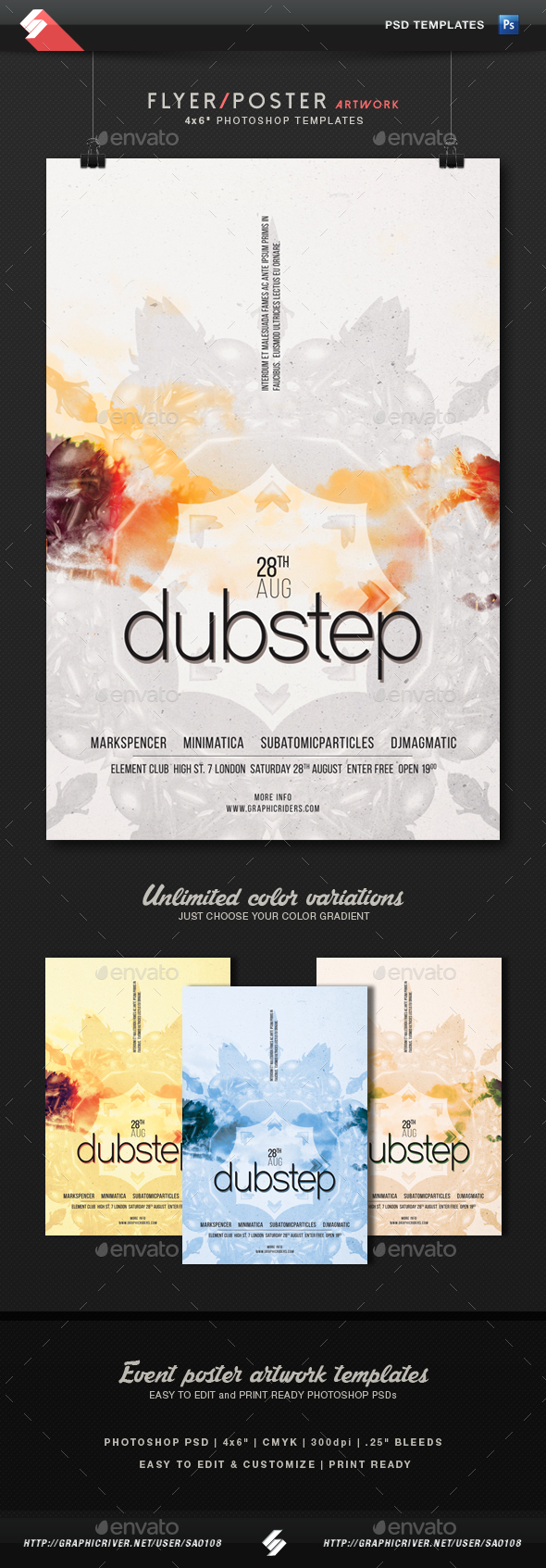 Dubstep vol.2 - Minimal Party Flyer Template - Clubs & Parties Events