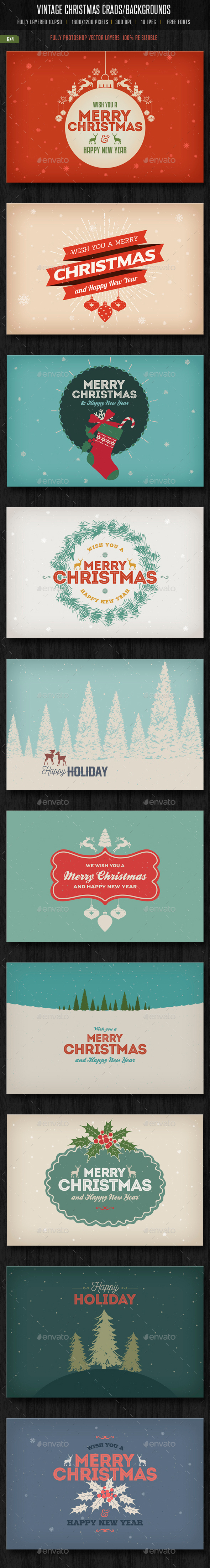 Vintage Christmas Cards/ Backgrounds - Backgrounds Graphics