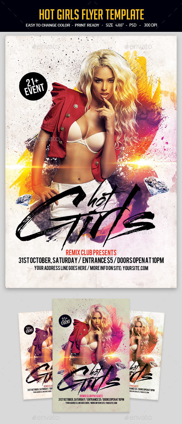 Hot Girls Flyer Template - Clubs & Parties Events