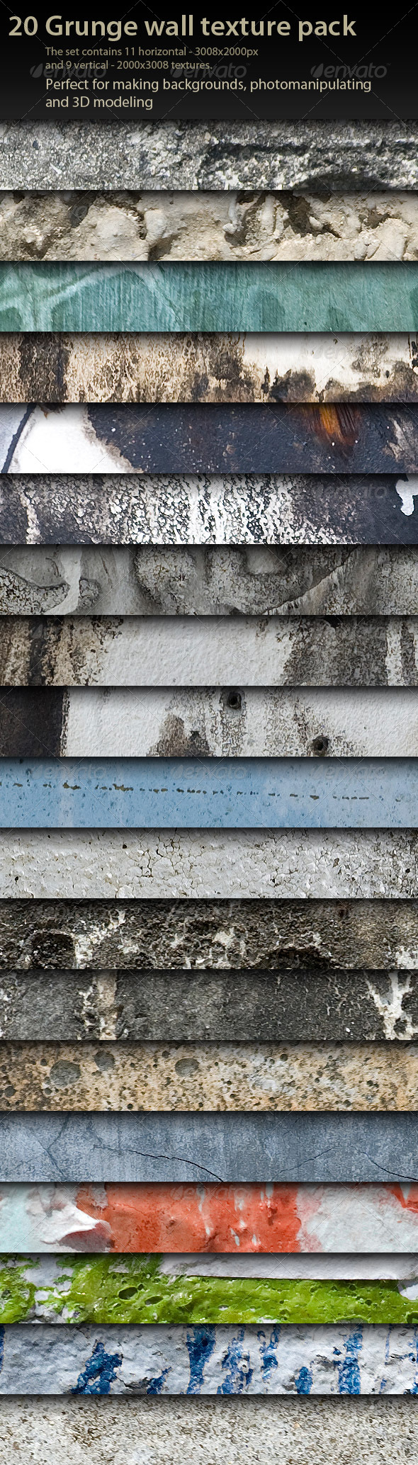 20 Grunge Wall Textures pack - Industrial / Grunge Textures
