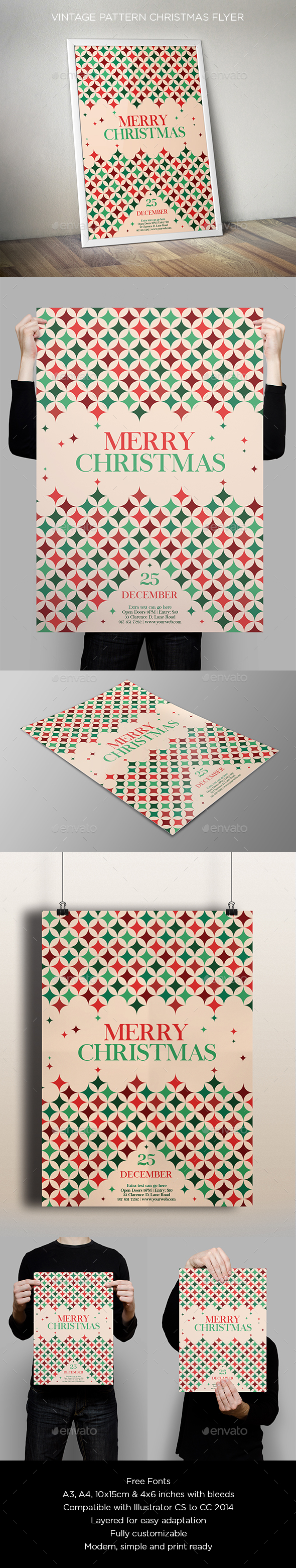 Vintage Pattern Christmas Flyer - Holidays Events