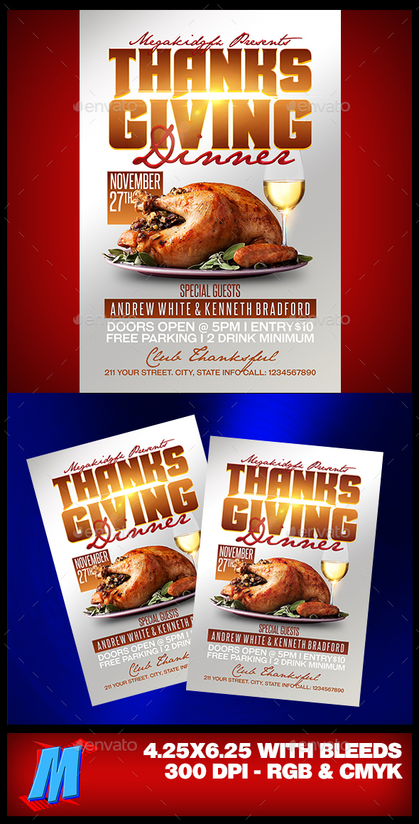 Thanksgiving Dinner Flyer Template - Holidays Events