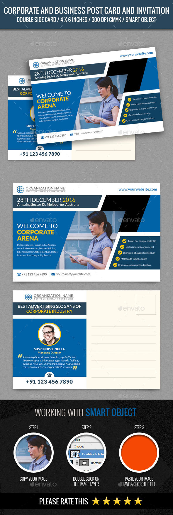 Corporate and Business Post Card Template - Cards & Invites Print Templates