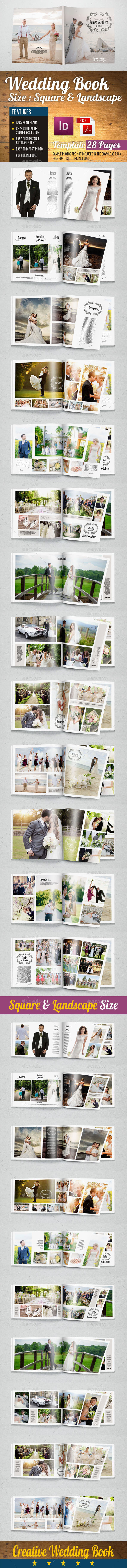 WEDDING BOOK 28 PAGE SQUARE & LANDSCAPE SIZE - Photo Albums Print Templates