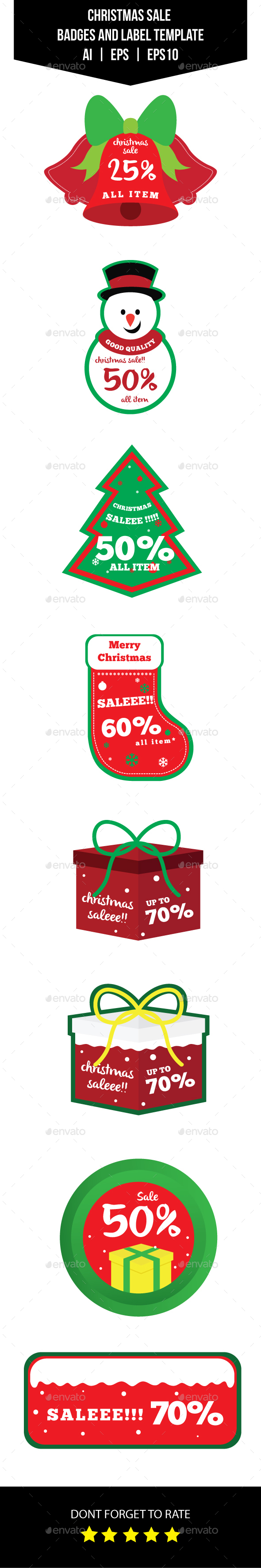 Christmas Sale Badges and Label Template - Badges & Stickers Web Elements