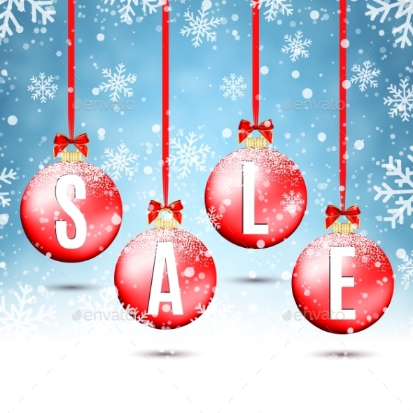 Four Red Christmas Balls With Ribbons And Bows, - Christmas Seasons/Holidays