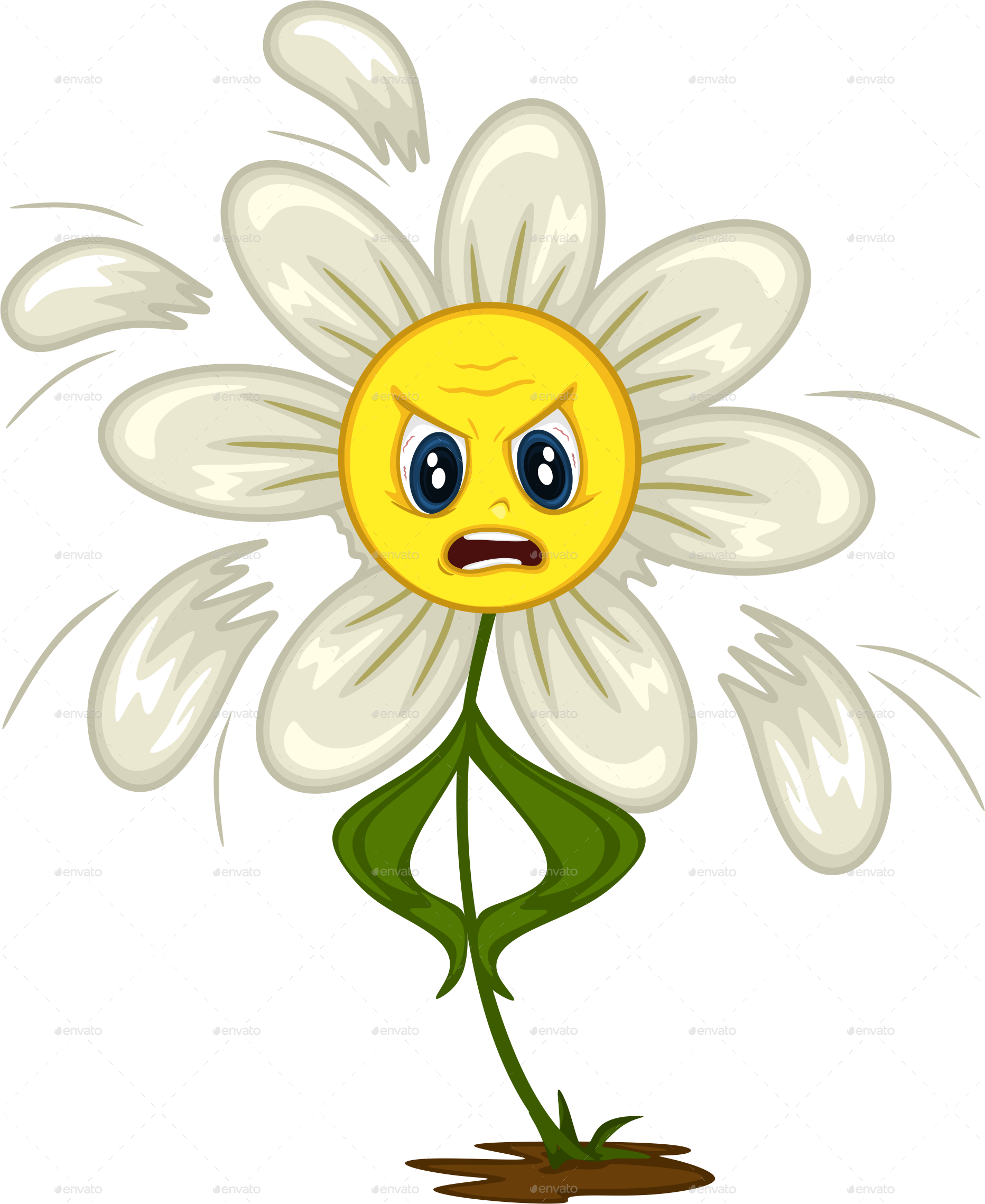 Cartoon Daisy Stickers for Different Situations by AnniesArt | GraphicRiver