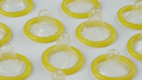 close up of condom rotating
