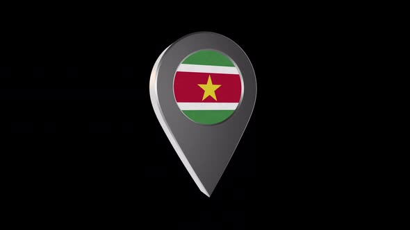 3d Animation Map Pointer With Suriname Flag With Alpha Channel - 2K alt