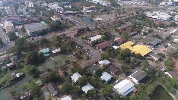 Aerial Footage of City View of Sakonnakorn Province, Thailand alt