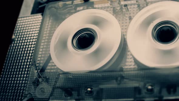 The Cassette Is Rewind The Reel Of The Tape In The Tape Recorder