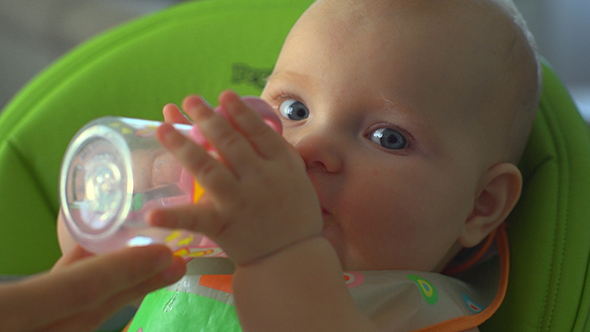 Baby Girl Drinking From The Bottle