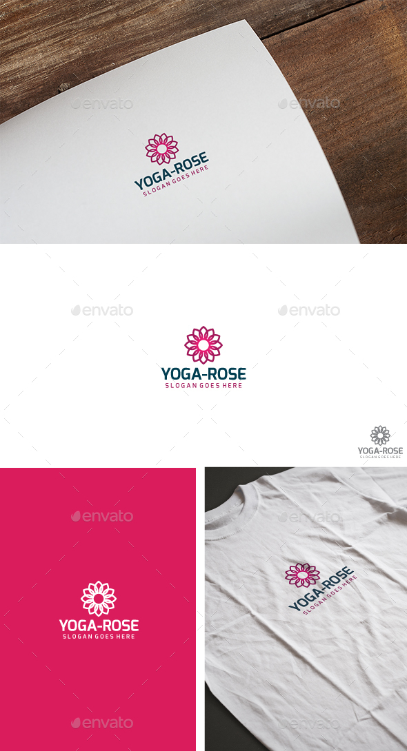 Yoga Rose Flower Logo - Nature Logo Templates
