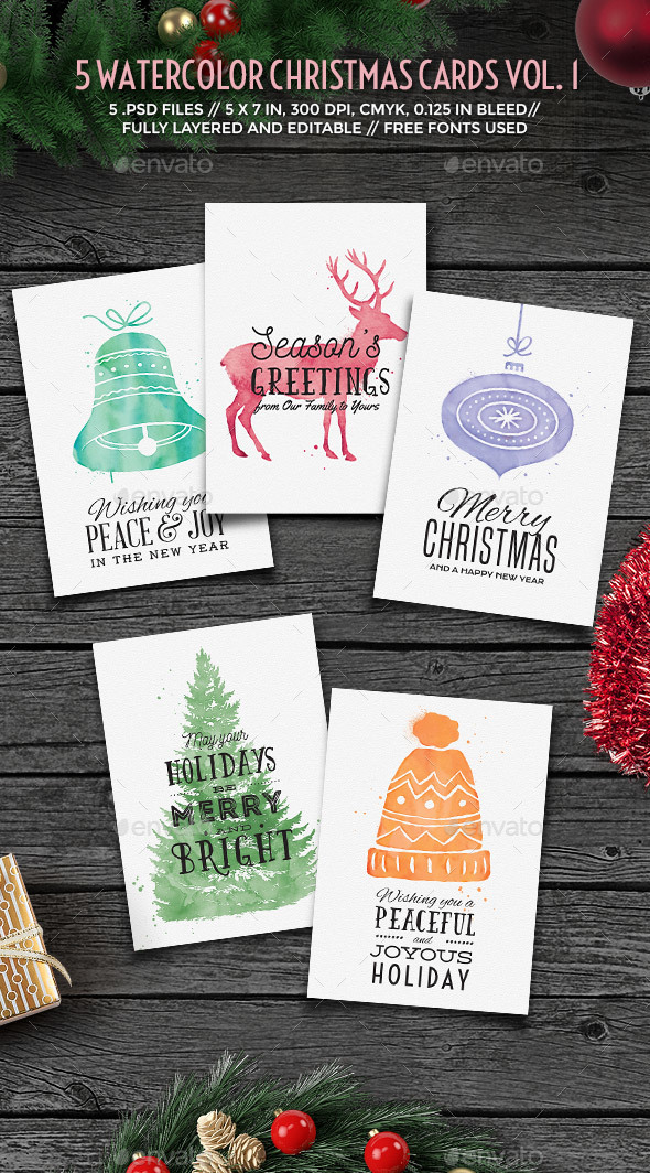 Watercolor Christmas Cards vol. 1