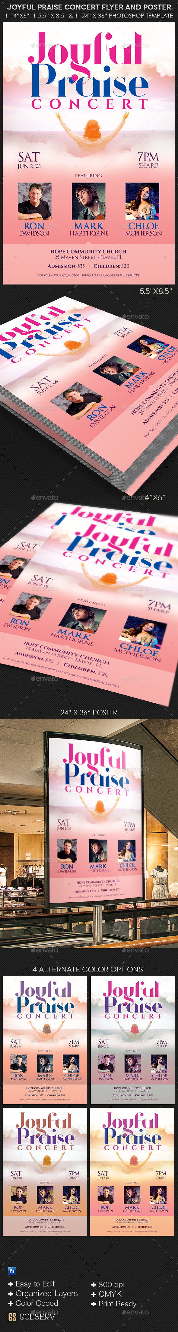 Joyful Praise Concert Flyer Poster Template - Church Flyers