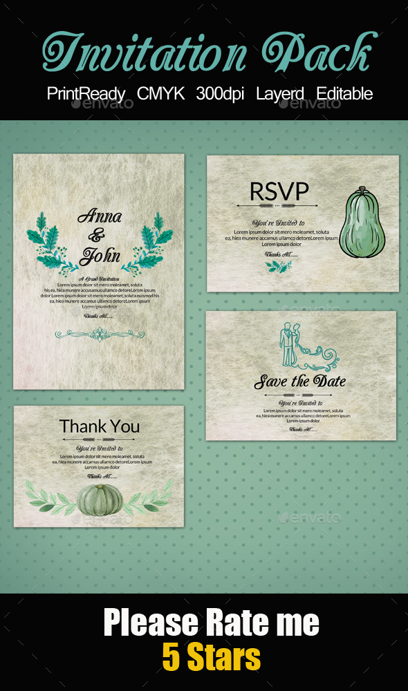 Retro & Rusty Invitation Pack - Cards & Invites Print Templates