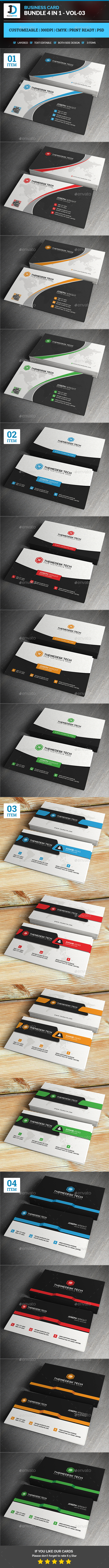 Business Card Bundle 4 in 1 - Vol-3 - Corporate Business Cards