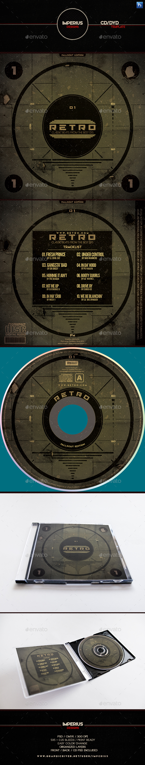 Retro CD/DVD Cover - CD & DVD Artwork Print Templates