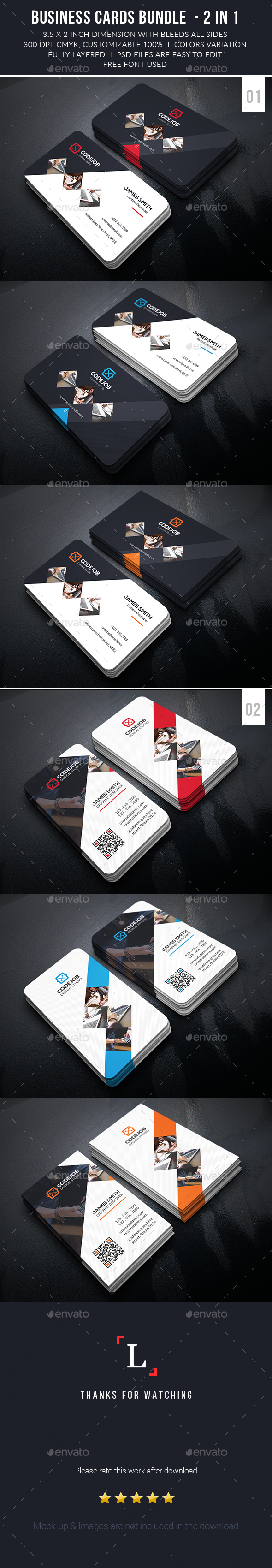 Corporate Business Cards Bundle - Business Cards Print Templates