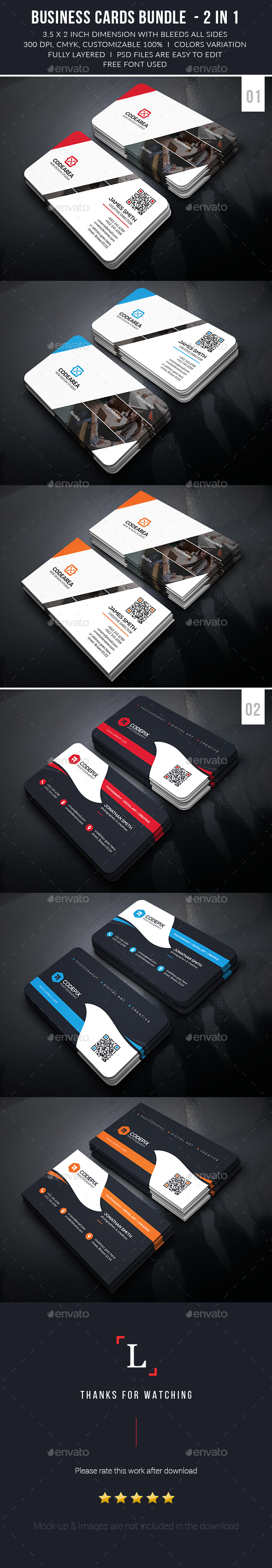 Corporate Business Card Bundle - Business Cards Print Templates