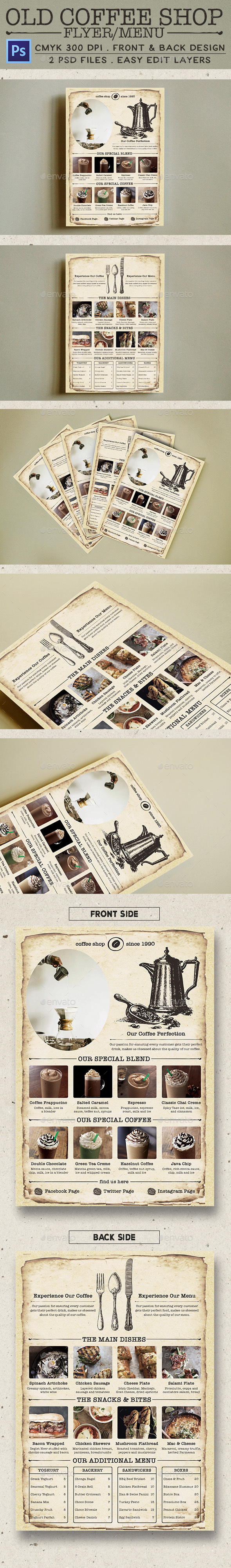 Old Coffee Shop Flyer - Food Menus Print Templates