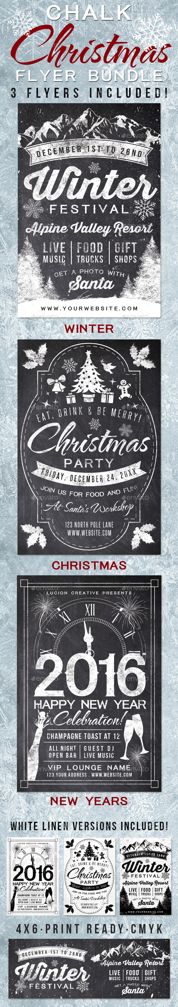Chalk Christmas Flyer Bundle - Holidays Events