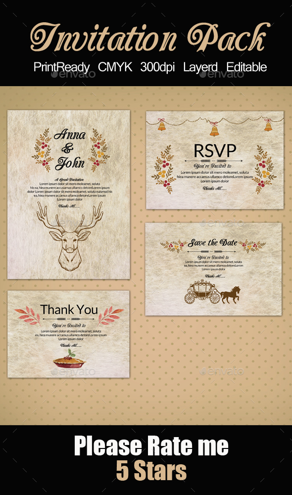 Rusty Invitation Pack - Cards & Invites Print Templates