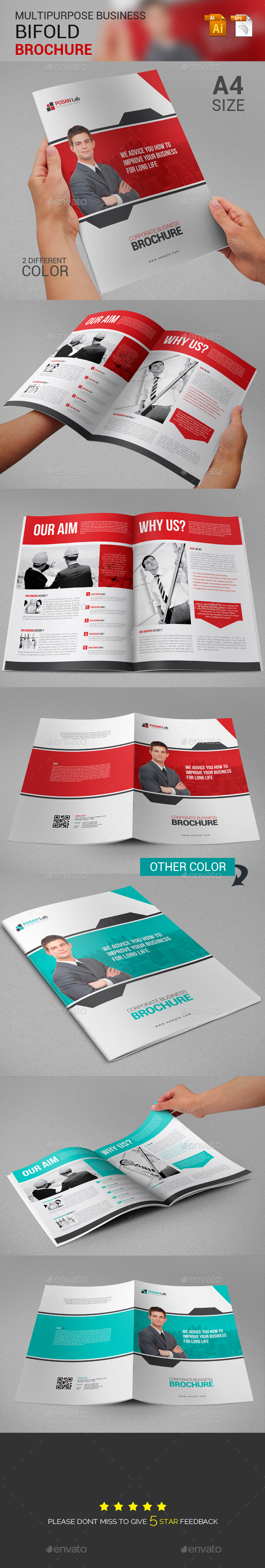 Bifold Corporate Business Brochure - Brochures Print Templates