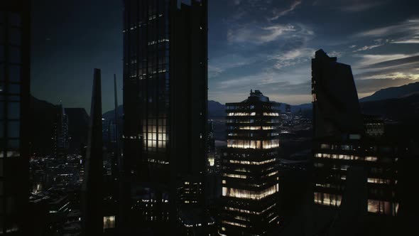 Skyline at Night with Urban Buildings