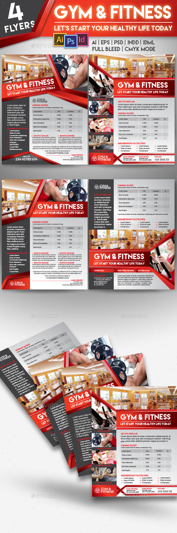 Fitness Gym Center 4 Flyer Templates - Sports Events