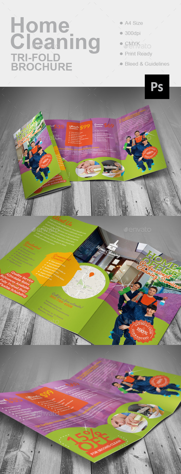 Home Cleaning Tri-Fold Brochure - Corporate Brochures