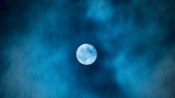 Blue Moon and the Passing Clouds