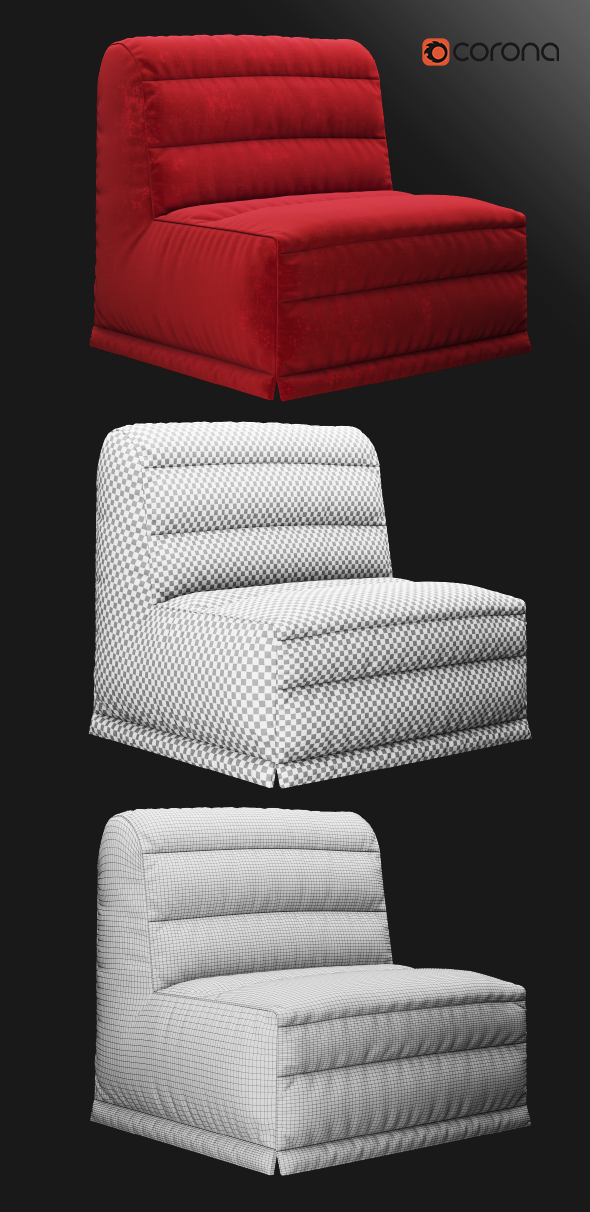 Velour sofa bed - 3Docean 13577115