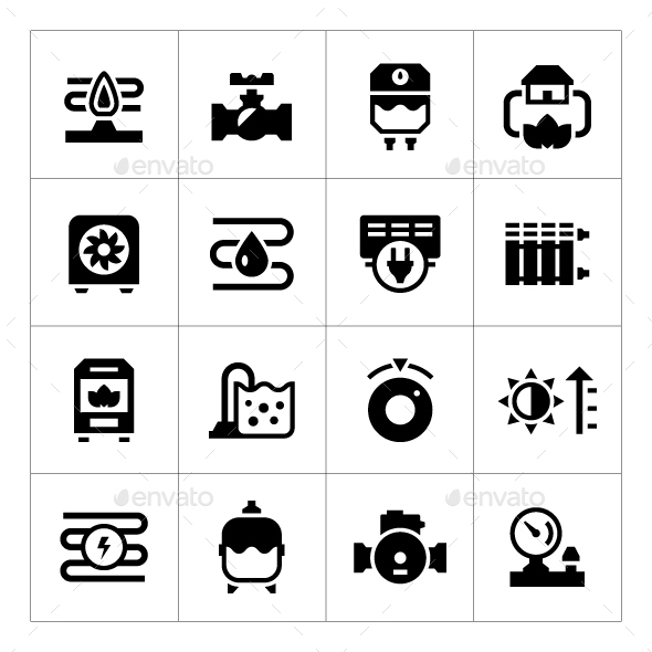 Set Icons of Heating - Man-made objects Objects