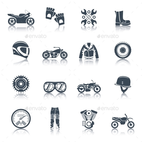 Motorcycle Icons Black Set