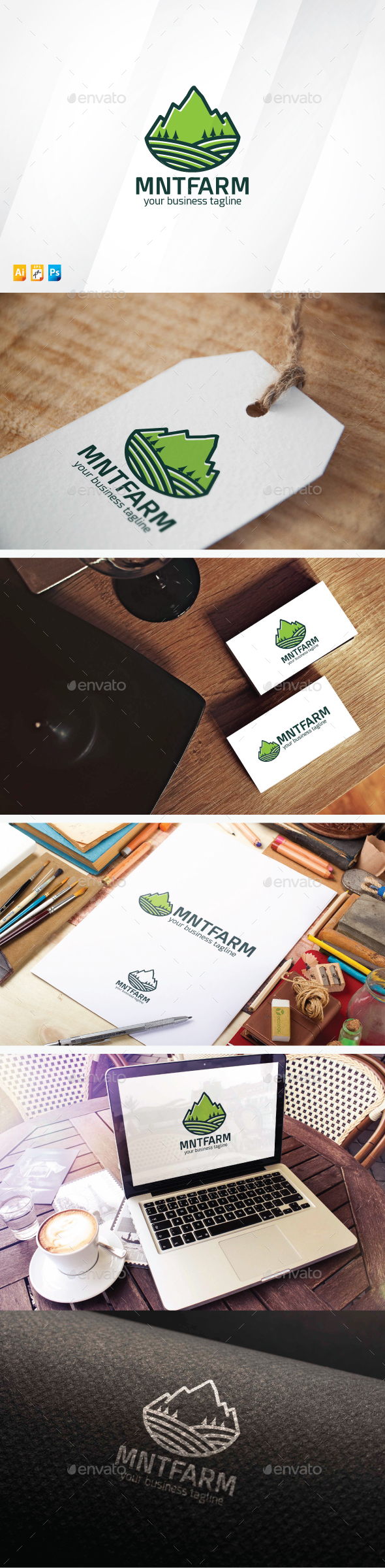 Mountain and Farm Logo - Nature Logo Templates