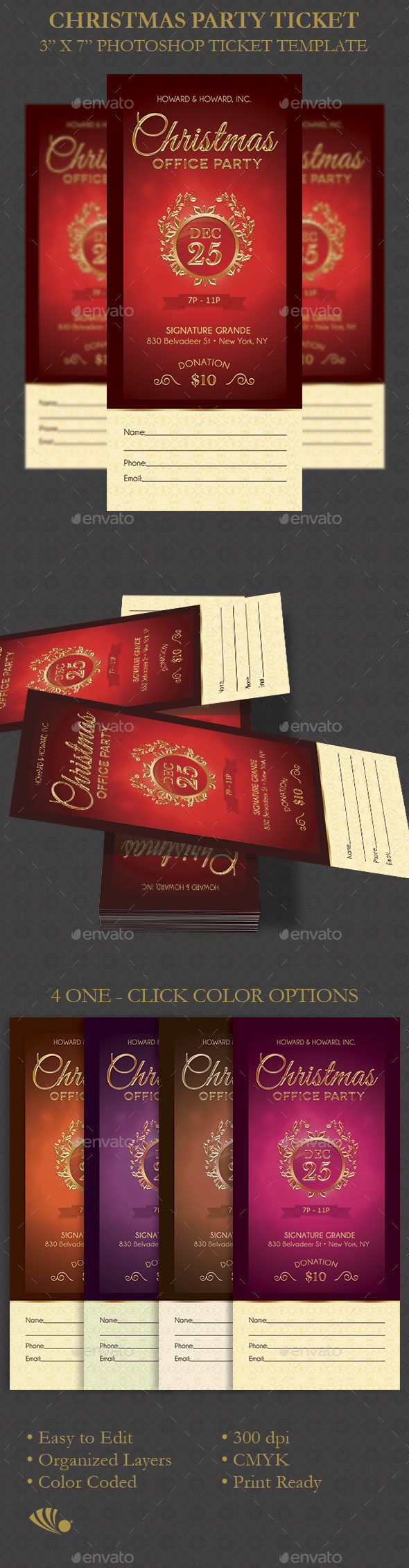 Christmas Party Ticket Template - Miscellaneous Print Templates