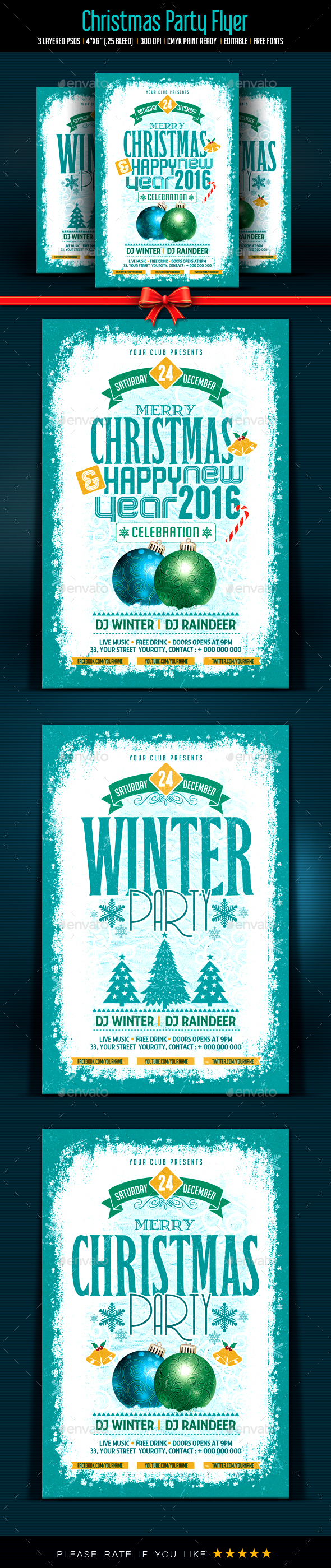 Christmas Celebration & Winter Party Flyer - Clubs & Parties Events
