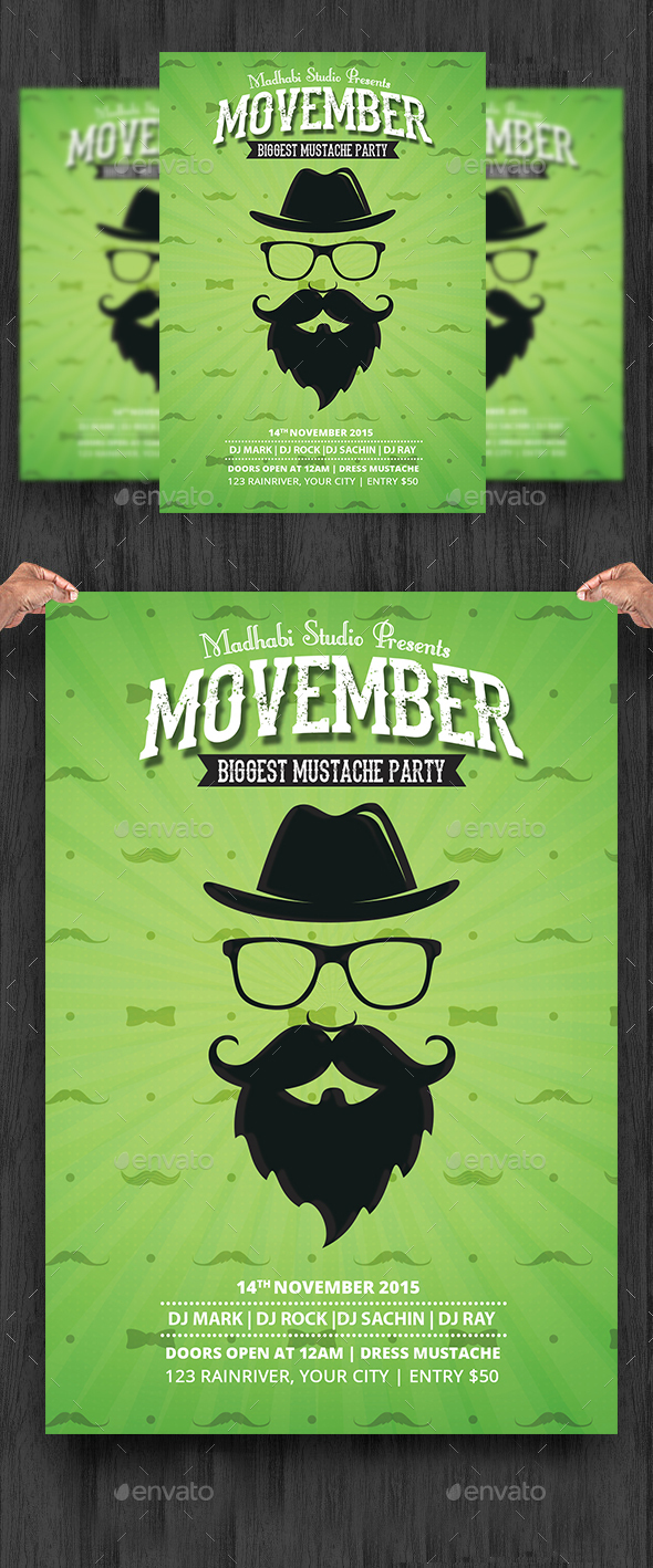 Movember Flyer Template - Clubs & Parties Events