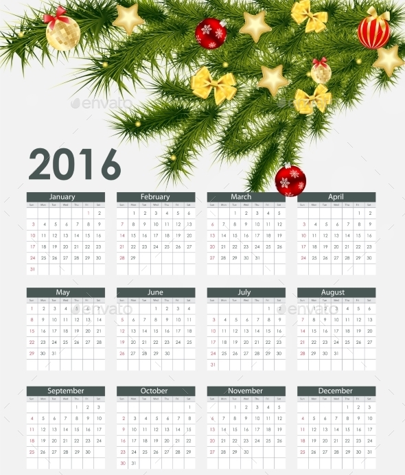 2016 New Year Calendar - Miscellaneous Vectors